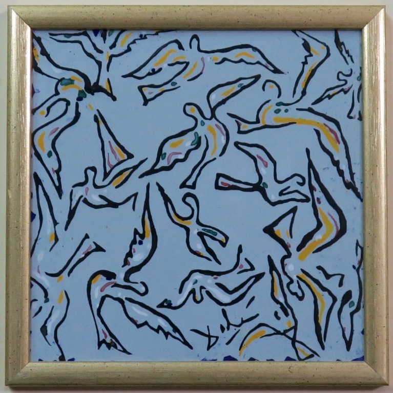 Aardewerk tegel met ontwerp van Salvador Dali, Les Colombes - Ingelijst kopen? Bied vanaf 100!