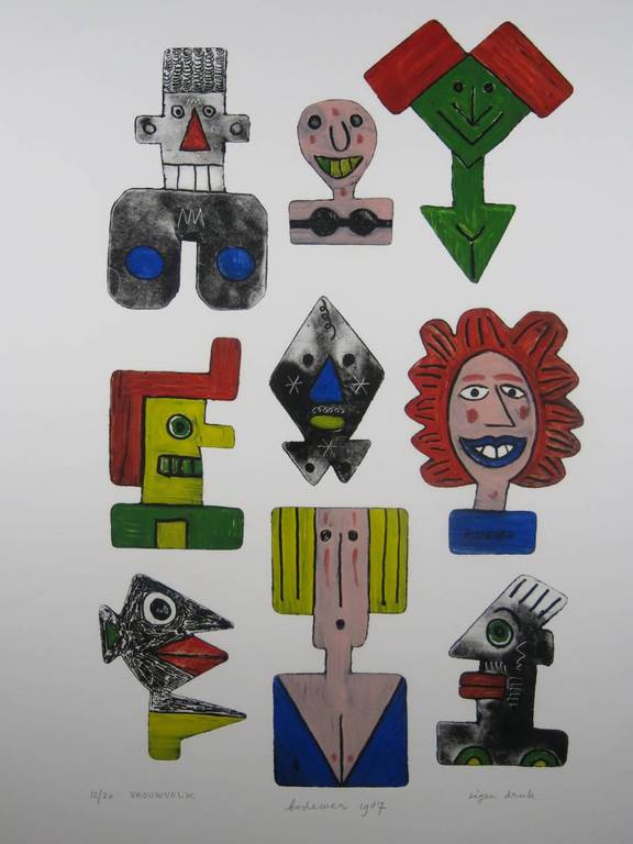Bill Bodewes: Ets en litho, Vrouwvolk verkocht voor € 40!