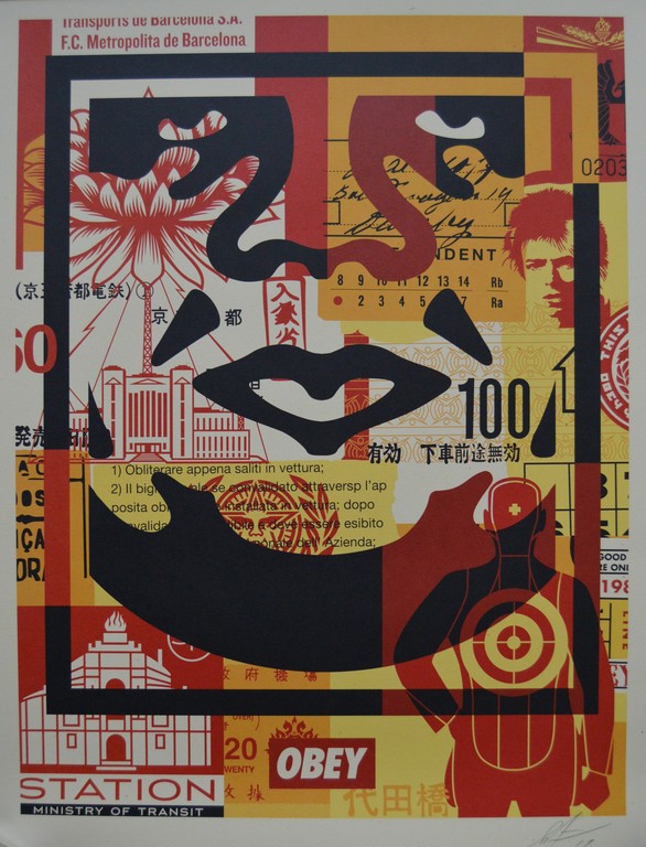 Shepard Fairey (OBEY) - Obey 3 face collage #3 - offset - gesigneerd verkocht voor € 79!