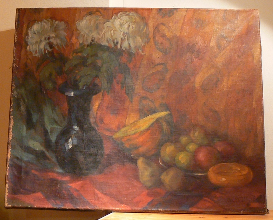Onduidelijk gesigneerd  --  stilleven  --  olieverf op doek kopen? Bied vanaf 35!