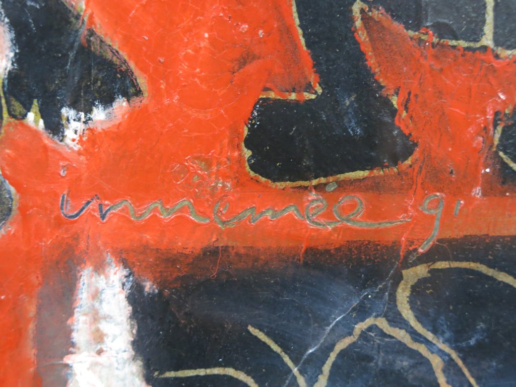 Hans Innemee: Olieverf en acryl op papier, De verleiding... - Ingelijst kopen? Bied vanaf 200!