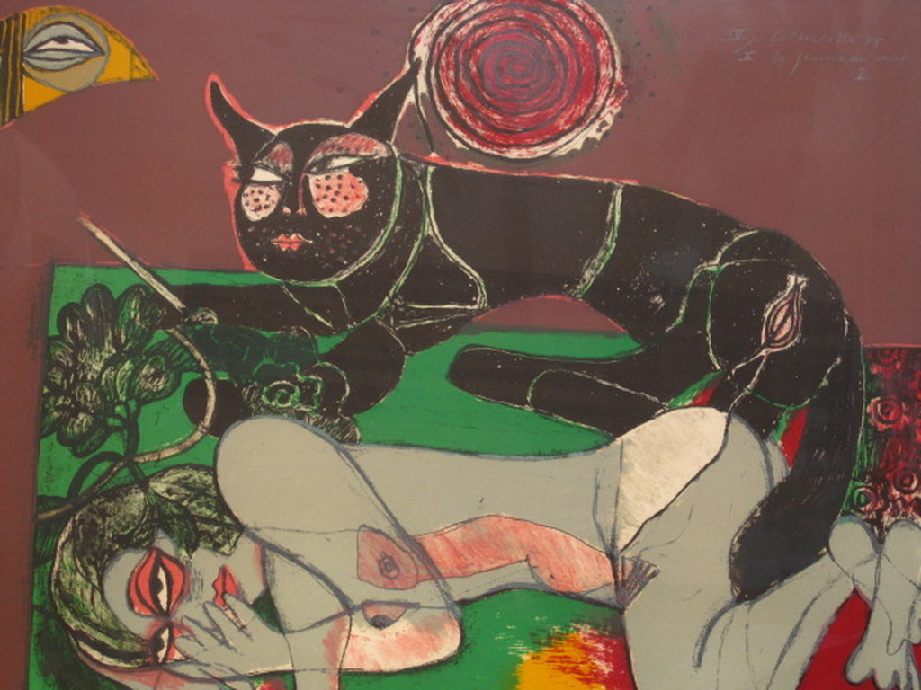 UITZONDERLIJK!! CoBrA Corneille 1975 Litho "La Femme au Chat" nr.4 van 10 ex !!  kopen? Bied vanaf 1!