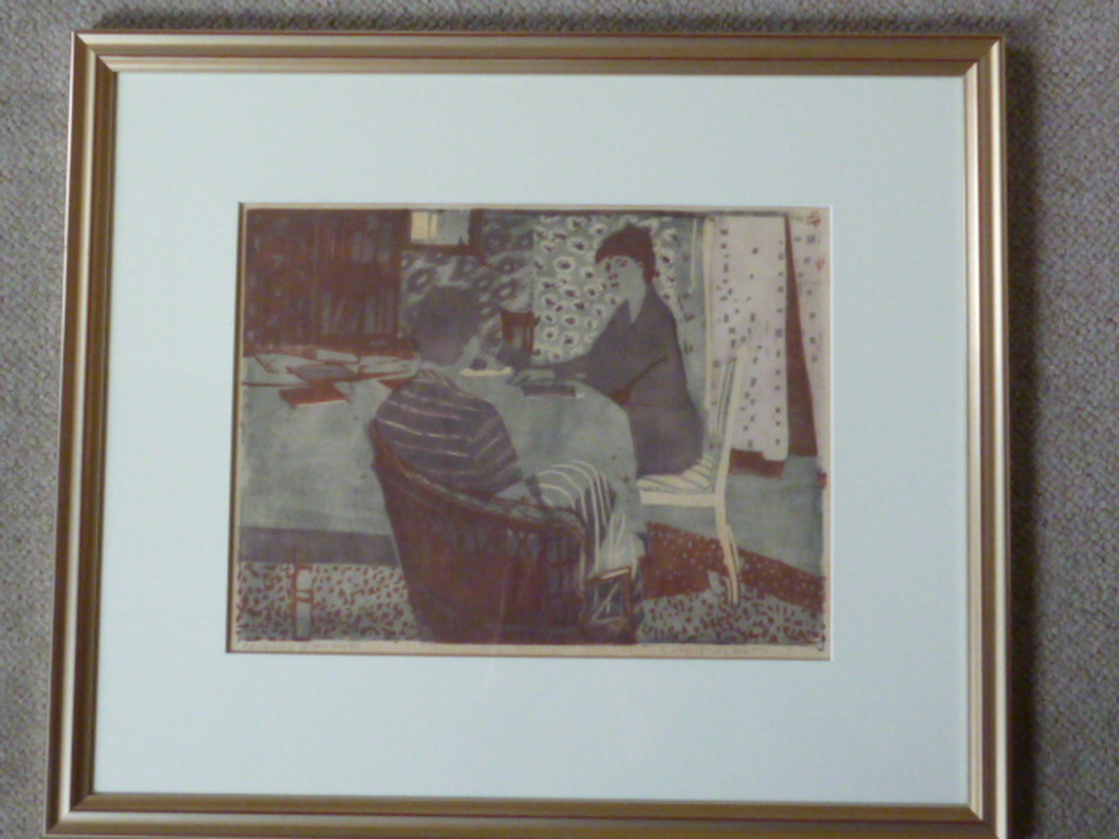 Otto B. de Kat - kleurenlinosnede - De conversatie kopen? Bied vanaf 250!