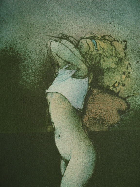 Vladimír Suchánek (1933) : Litho – Vrouw kleedt zich uit –Gesigneerd & ingelijst kopen? Bied vanaf 40!