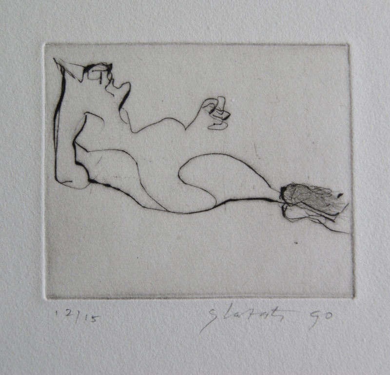 Ger Lataster abstract/figuratieve ets 'Het model' - 1990 - oplage 12/15 verkocht voor € 75!