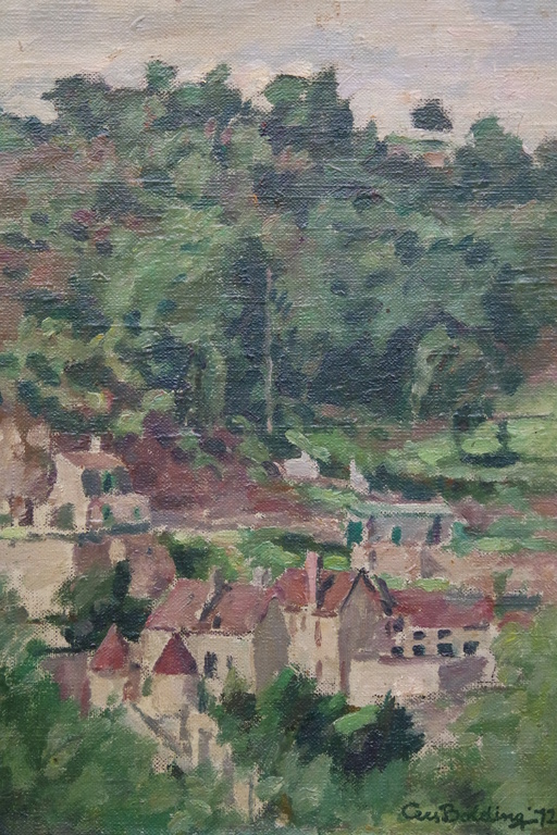 Cees Bolding (1897-1979) - maroufle - landschap met dorpje verkocht voor € 199!