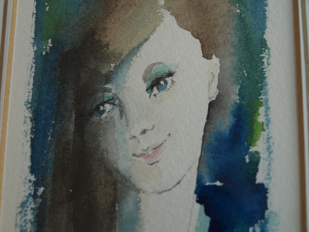 Onbekend : Aquarel , Portret meisje – gesigneerd & ingelijst  kopen? Bied vanaf 1!