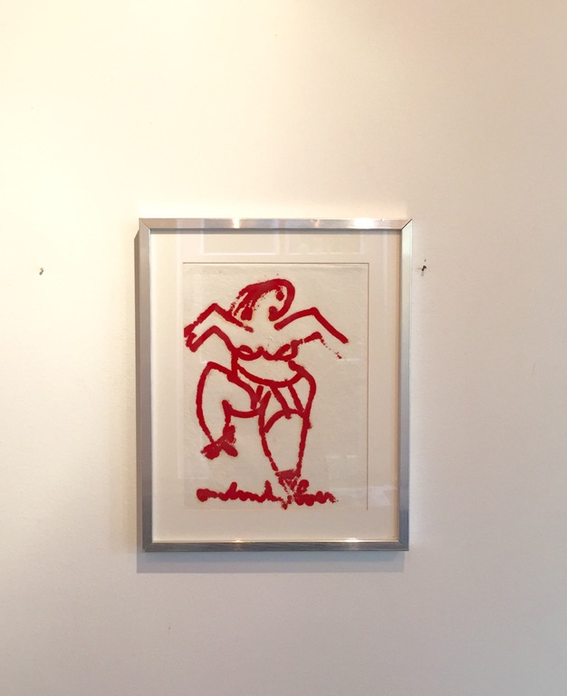 rode gouache van danseres  verkocht voor € 290!