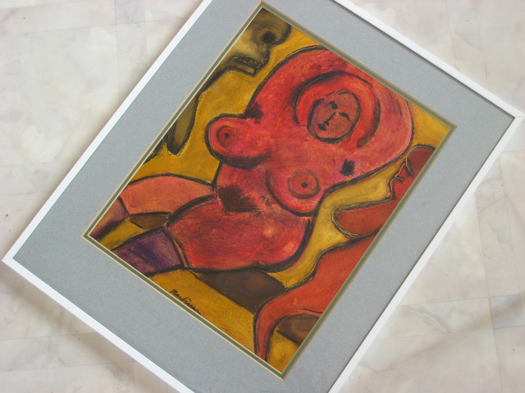 Anton Martineau (1926 - 2017). Gouache. Zittend Naakt. kopen? Bied vanaf 110!