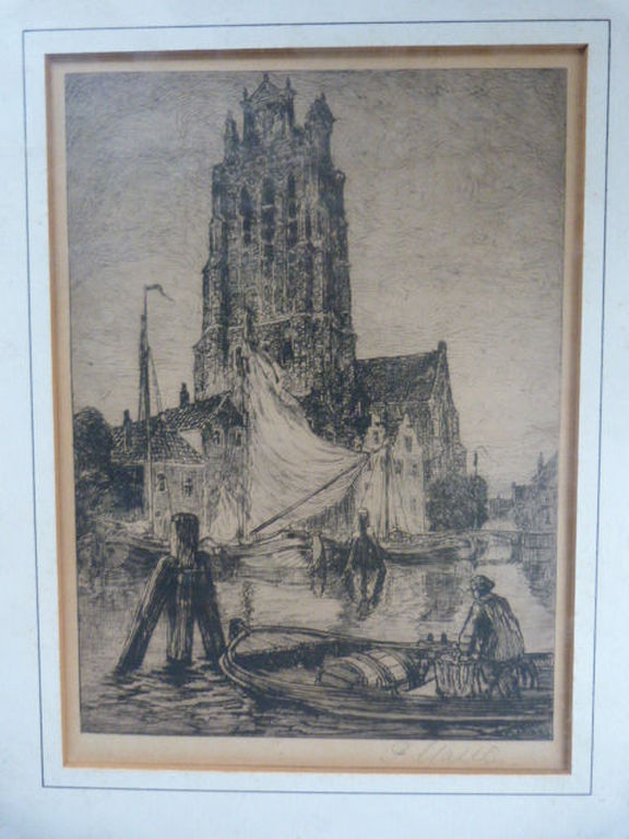  Oskar Paul Matthes ( 1872 – 1956 ) - Gezicht op haven te Dordrecht. kopen? Bied vanaf 1!