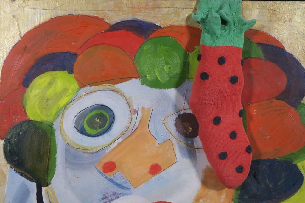 Meertje Kaal: Olieverf en collage op doek, Koningin Beatrix met.. - Ingelijst kopen? Bied vanaf 1!