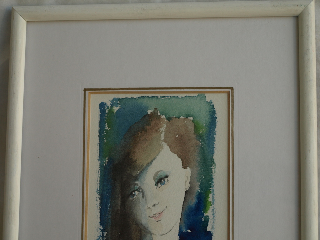 Onbekend : Aquarel , Portret meisje – gesigneerd & ingelijst  kopen? Bied vanaf 1!