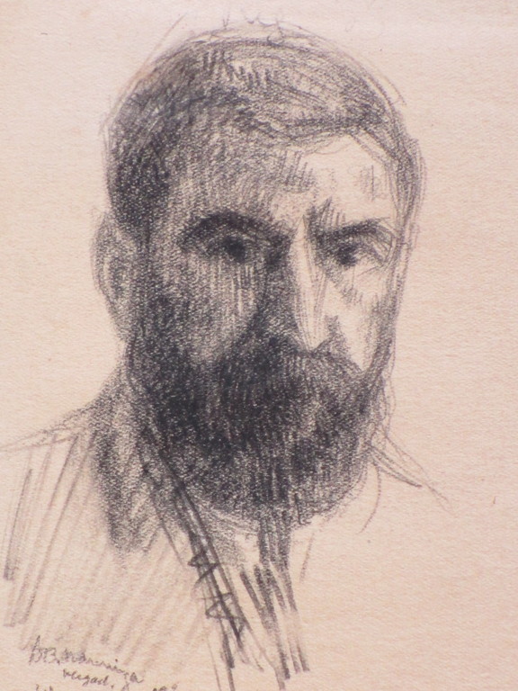 Hendrik IJkelenstam, Portret van de schilder D.B.Nanninga, Tekening 1917 kopen? Bied vanaf 40!