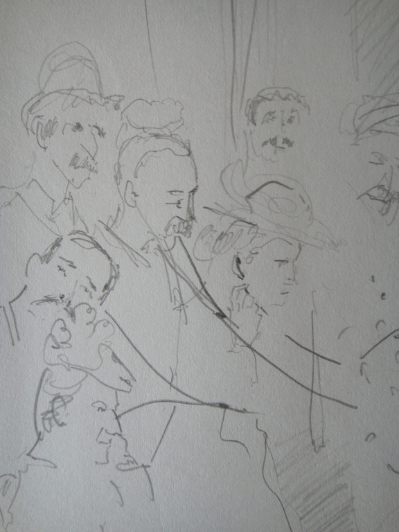 Jan Prins (1956) - tekening - luisterend gezelschap in het buitenland kopen? Bied vanaf 1!