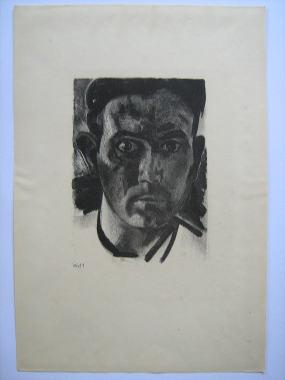 Wout van Heusden - zelfportret - litho - 1929 verkocht voor € 35!