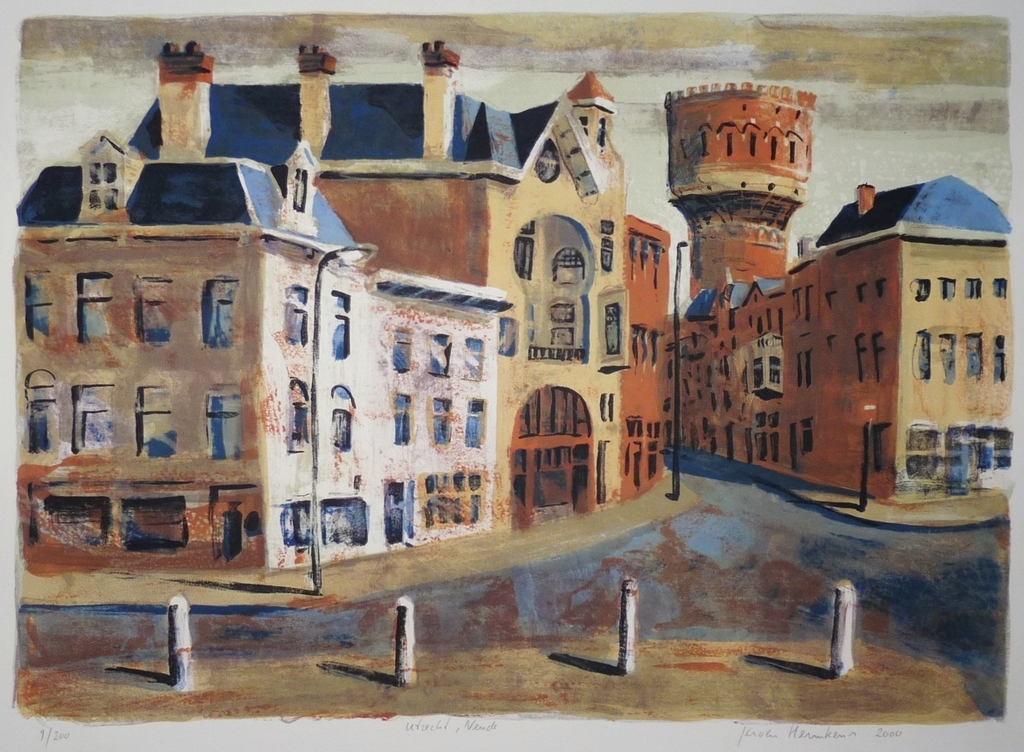Jeroen Hermkens: Kleurenlitho, Utrecht Neude verkocht voor € 100!