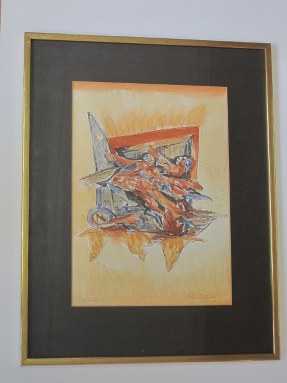 Q.J.Telting 1931-2003 aquarel "drumdance" gesigneerd 1976 kopen? Bied vanaf 1!
