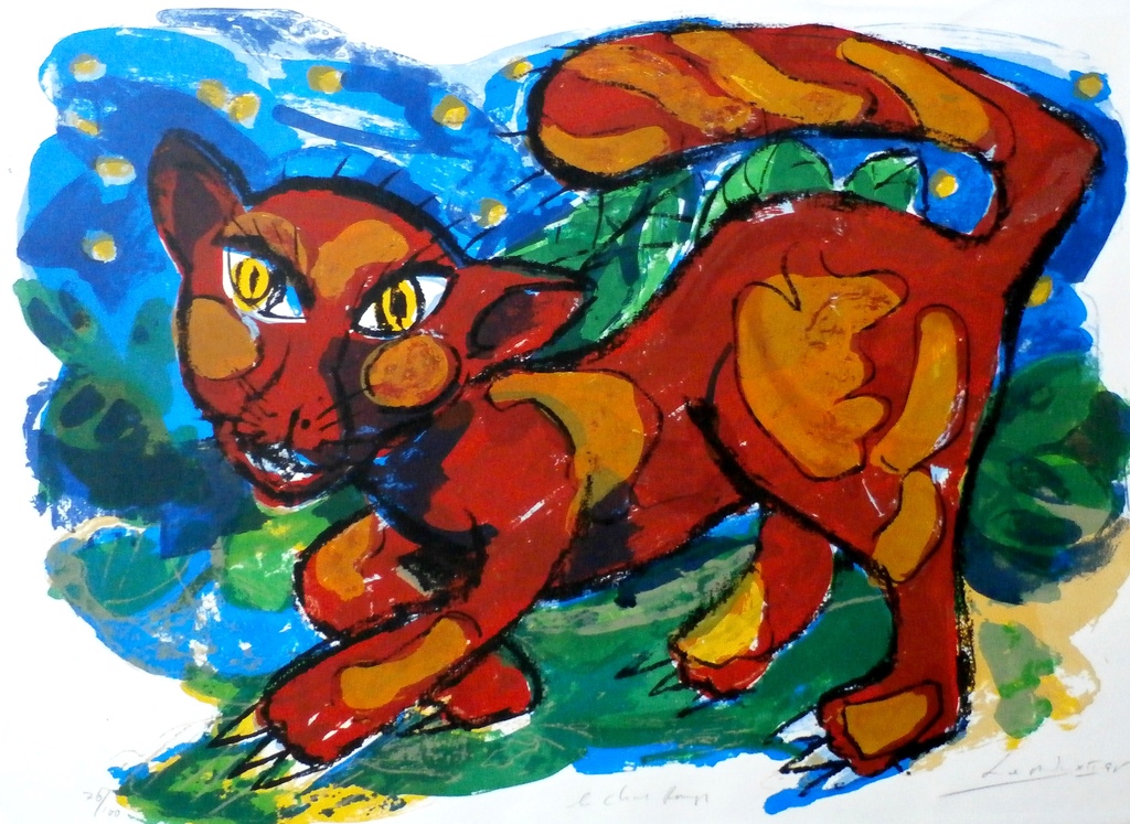 John Lie a Fo - zeefdruk: Le Chat Rouge - 1988 kopen? Bied vanaf 40!