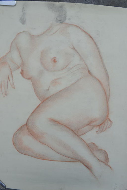 Frits Schiller (1886 - 1971): krijttekening, liggend vrouwelijk naakt kopen? Bied vanaf 1!