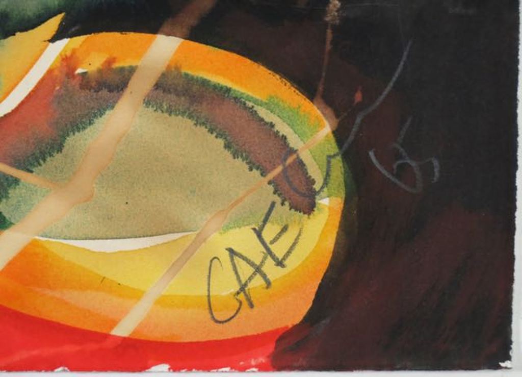 Jos Caelen: Gemengde techniek op papier, Abstracte compositie kopen? Bied vanaf 100!