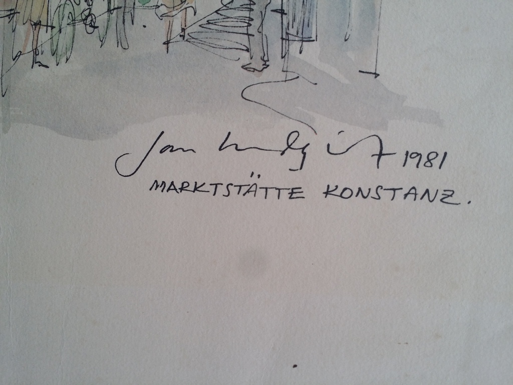 Onbekend. Aquarel en pen. Stadsgezichten 2x kopen? Bied vanaf 1!