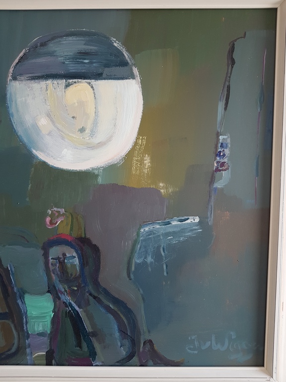 Jo van Wiggen (1922-2008) - acryl op board - abstracte voorstelling kopen? Bied vanaf 1!