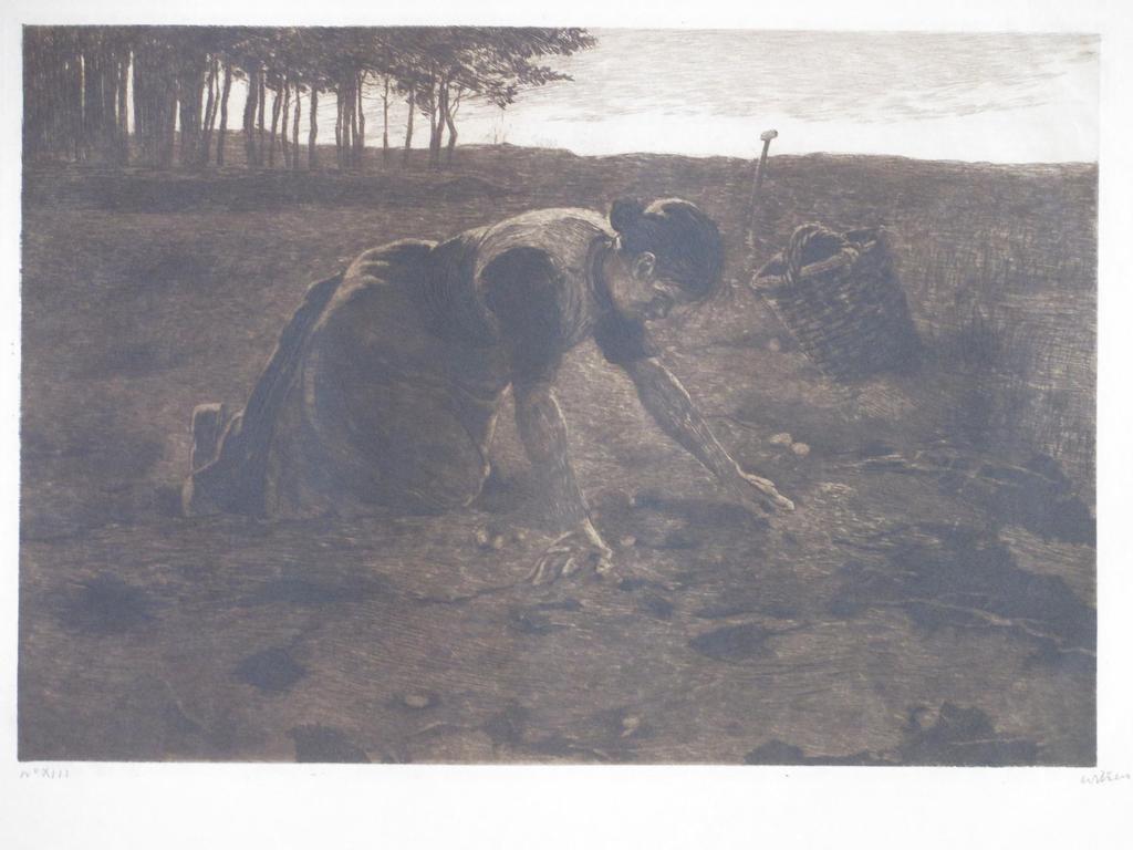 Willem Witsen, Geknielde aardappelrooister, Ets/aquatint 1908-1909 kopen? Bied vanaf 325!