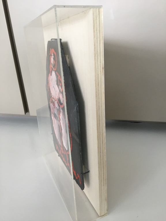 Anton Heyboer, schilderij op stenen latei in perplex box, "Madonna" kopen? Bied vanaf 695!