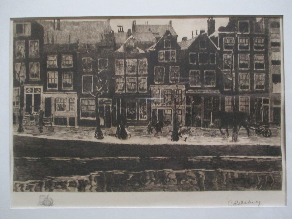 C. L. Dake sr., ingelijste ets, Lauriersgracht Amsterdam kopen? Bied vanaf 40!