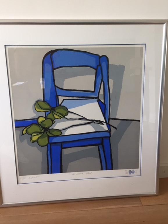 De blauwe stoel - Fon Klement - Board druk - gesigneerd - La Chaise Blue kopen? Bied vanaf 850!
