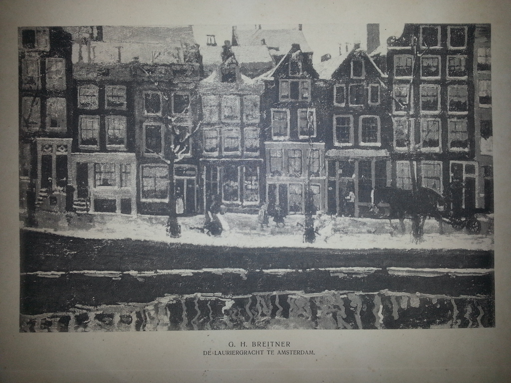 G.H. Breitner (1857-1923) - ets, de Lauriergracht te Amsterdam verkocht voor € 35!