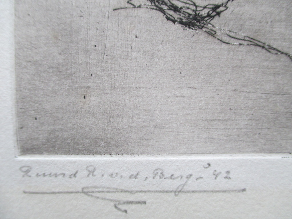 R. vd Berg, ets '42, duinstudie kopen? Bied vanaf 15!