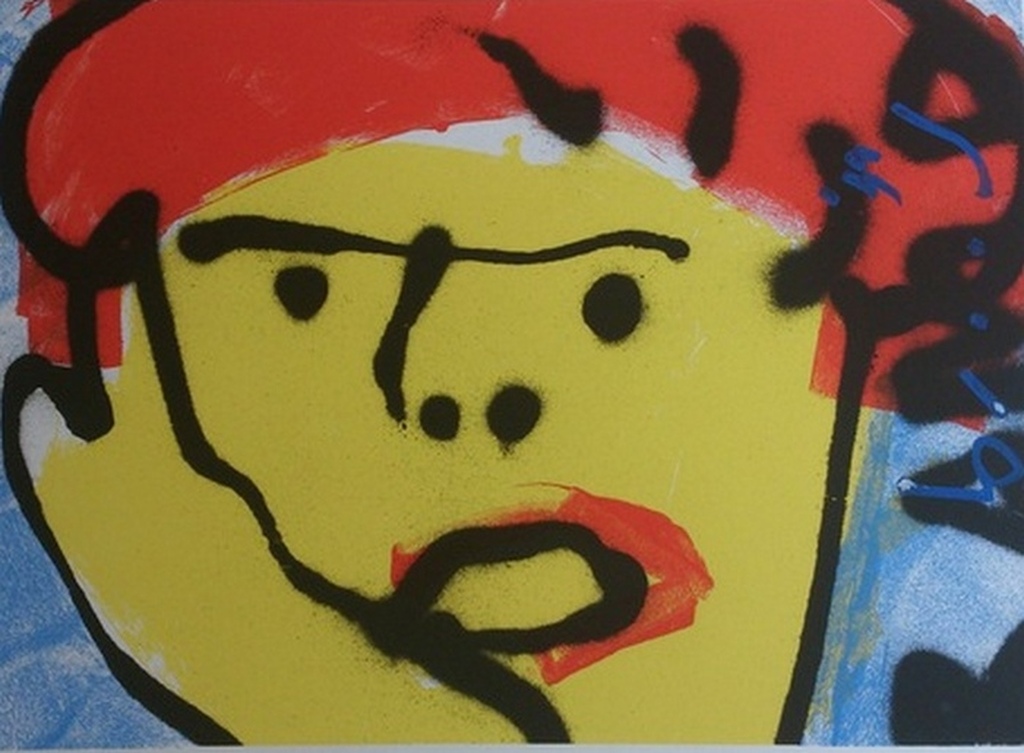 HERMAN BROOD, zeldzame handgesigneerde zeefdruk (incl. lijst): 'Ramp' verkocht voor € 220!