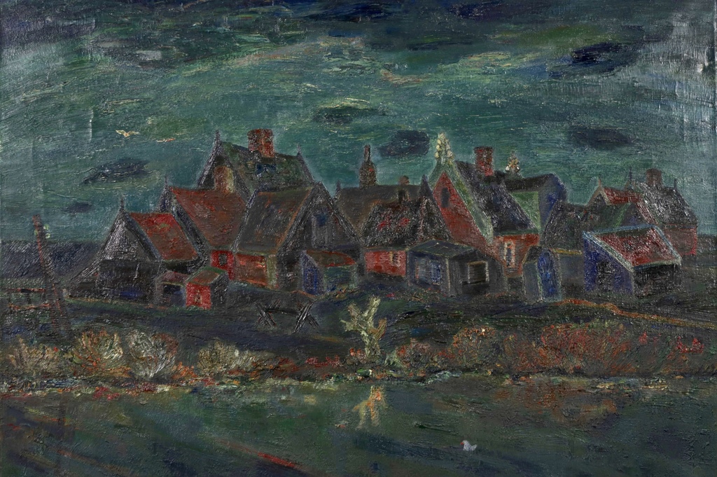 Dirk Breed: Olieverf op doek, Gezicht op Kolhorn - Ingelijst kopen? Bied vanaf 850!