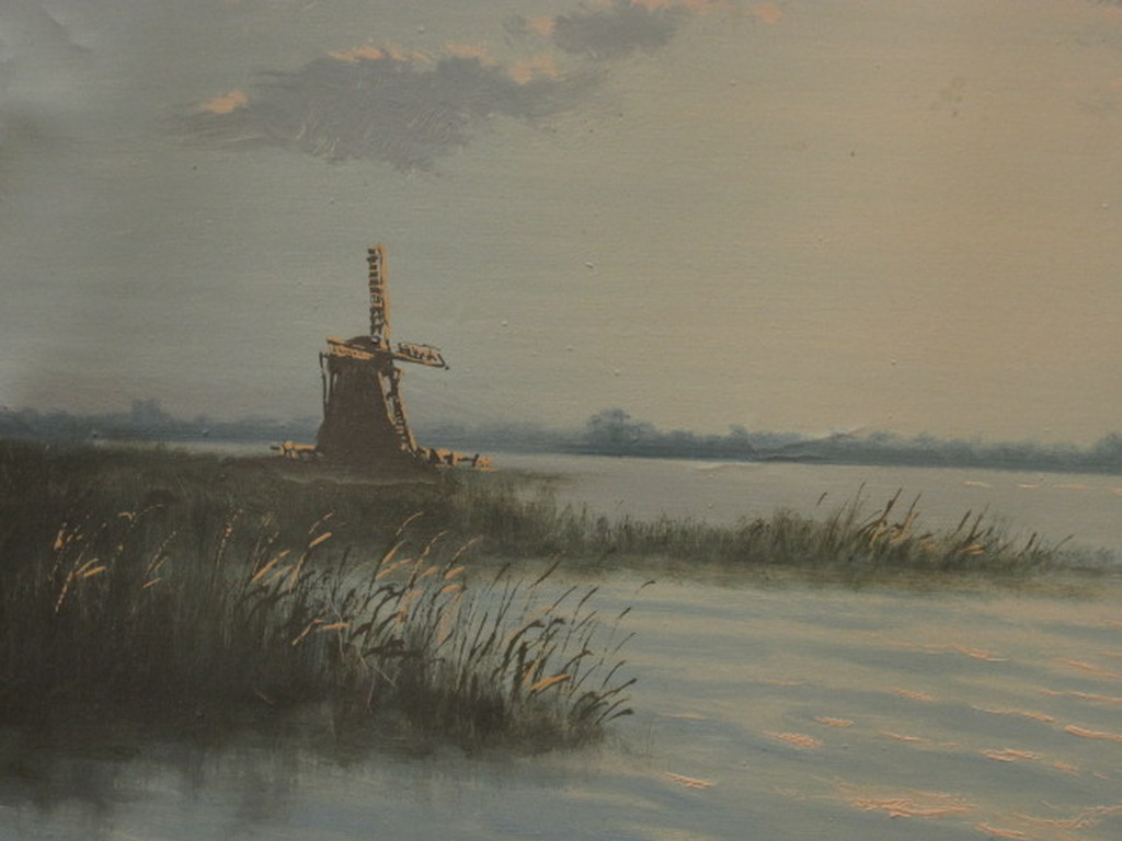 omstreeks 1920 olieverf "schemering op de plas" niet gesigneerd  kopen? Bied vanaf 1!