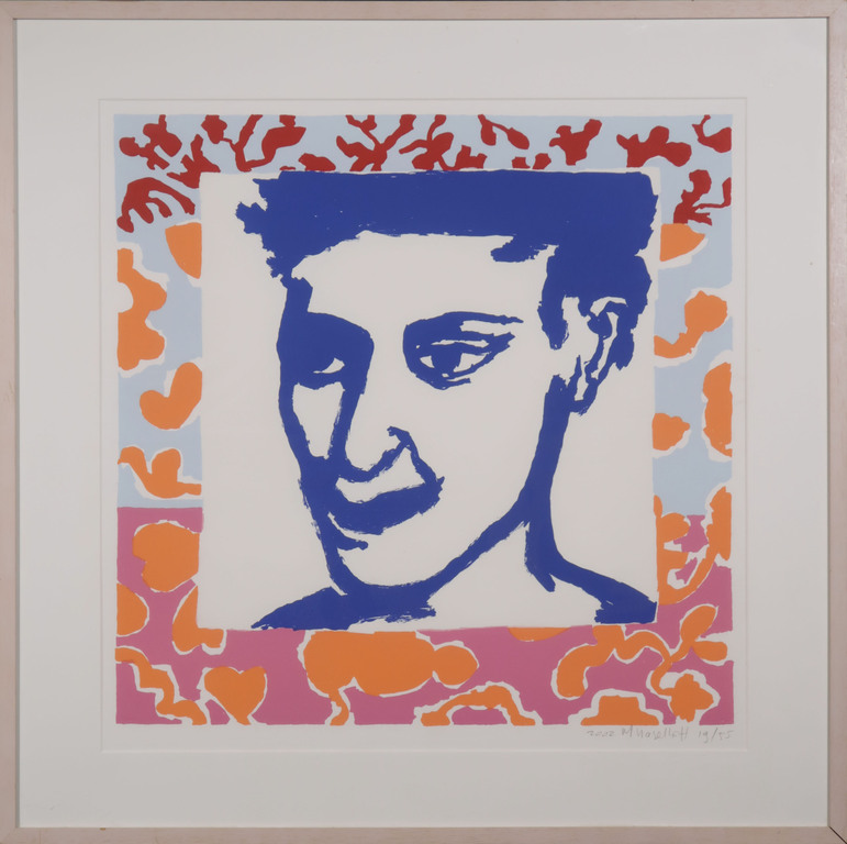 Marianne Haselhoff: Zeefdruk, Z.T. (Blauw hoofd) - Ingelijst kopen? Bied vanaf 1!