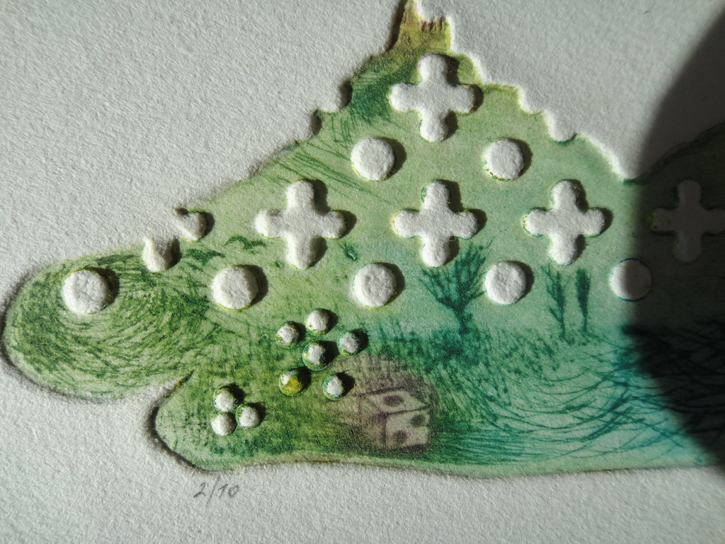 Onleesbaar gesigneerd, kleurenets, dobbelsteen bij water kopen? Bied vanaf 1!