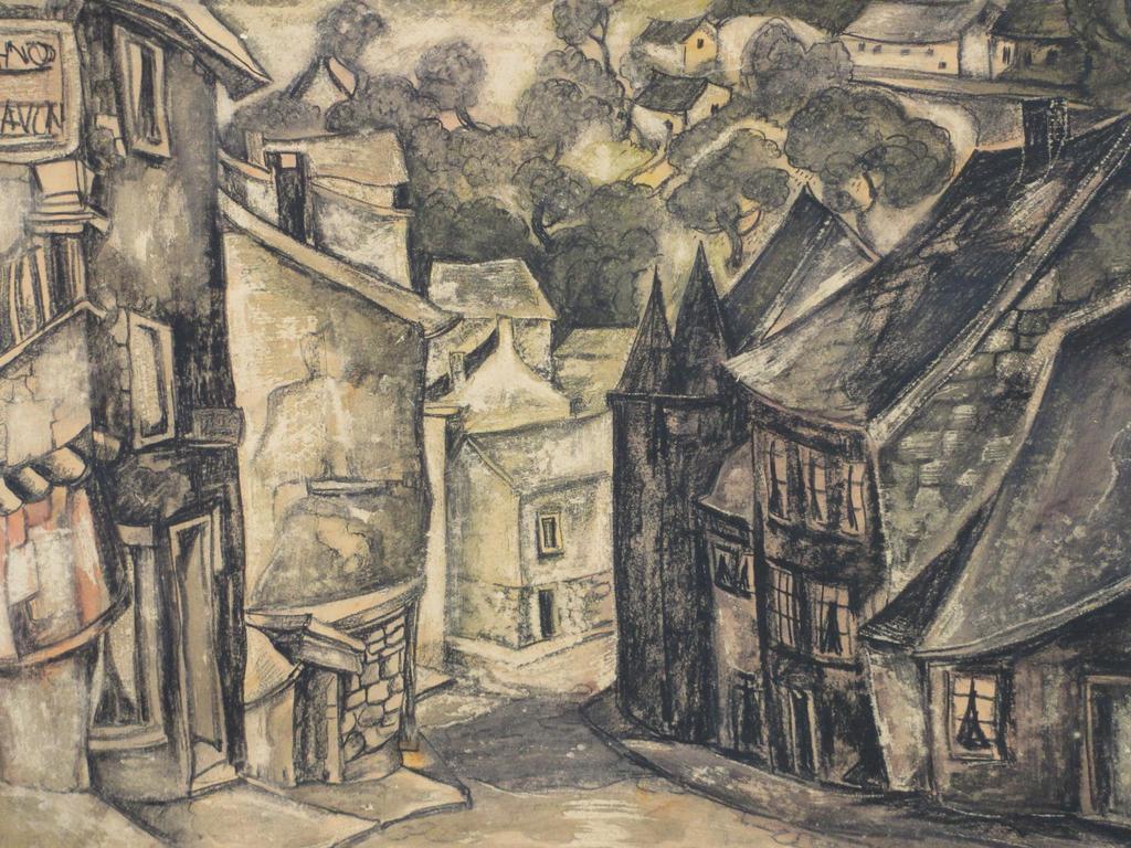 'Bergense School', Mediterraan bergdorp, Tekening kopen? Bied vanaf 1!