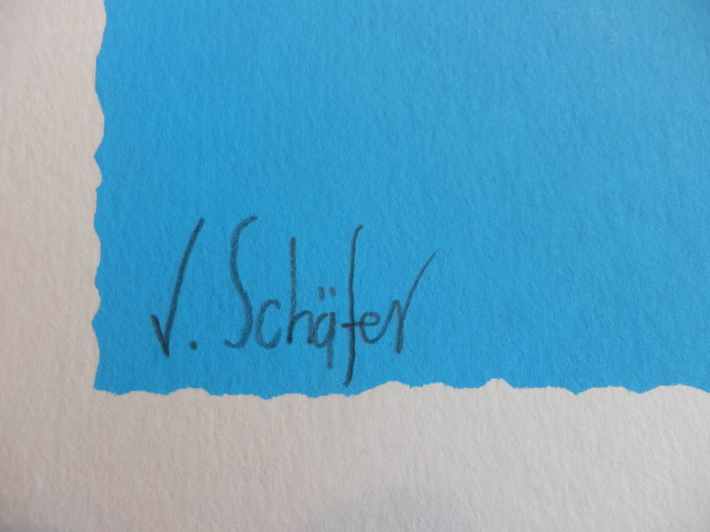 JACQUELINE SCHAEFER  Zeefdruk  BLAUWE VOGEL kopen? Bied vanaf 25!