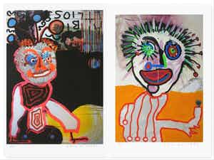 Paul Indrek Kostabi - Paul Indrek Kostabi, Lot van 2 handgesigneerde giclées verkocht voor € 65!