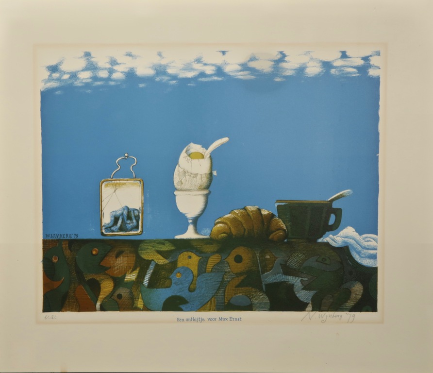 Nicolaas Wijnberg: Litho, Een ontbijtje voor Max Ernst verkocht voor € 45!