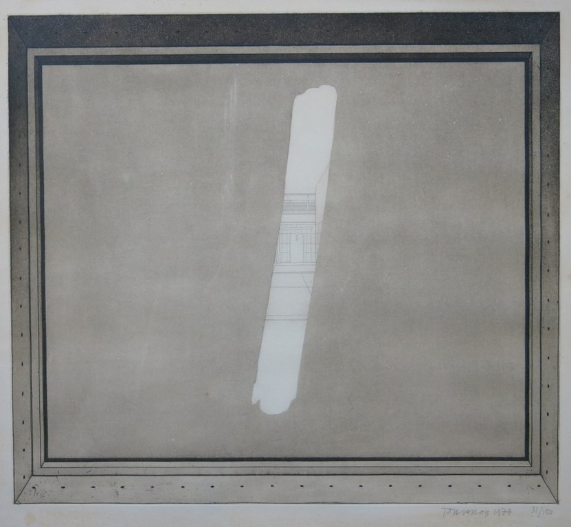 Ton van Os: Ets, Zonder titel II -Ingelijst verkocht voor € 35!