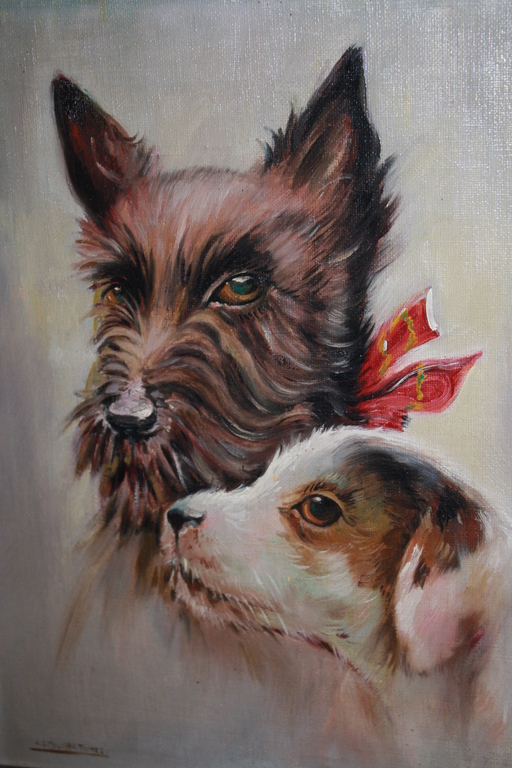 JH MELCHER TILMES - olieverf schilderij TERRIERS kopen? Bied vanaf 1!
