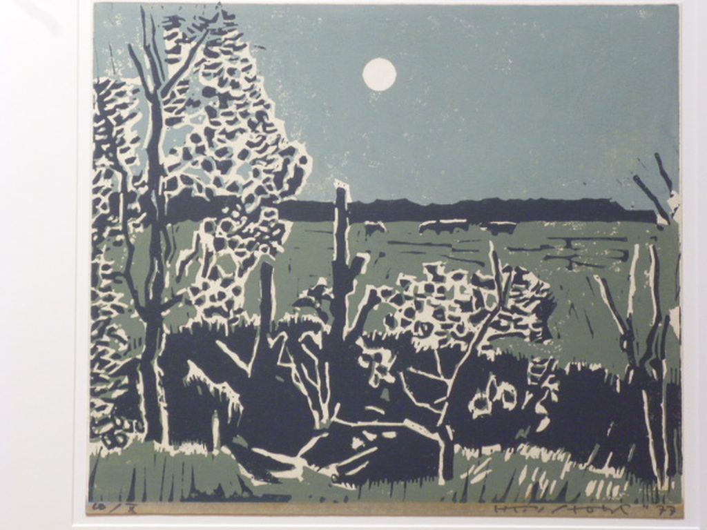 Hein Stork - kleurenlinosnede - Landschap met vee verkocht voor € 95!