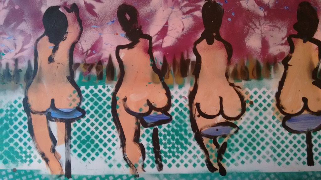 AcheterEspen Greger Hagen schilderij,  150 x 50 cm , bar ladies gesigneerd en gedateerd? Enchérissez de 200!