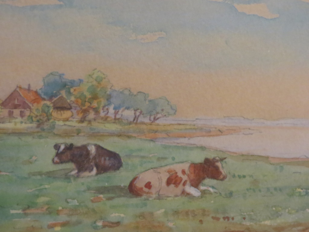 aquarel landschap met koeien kopen? Bied vanaf 15!