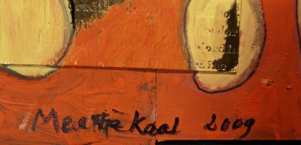 Lot met 5x olieverf en collage op karton van Meertje Kaal kopen? Bied vanaf 1!