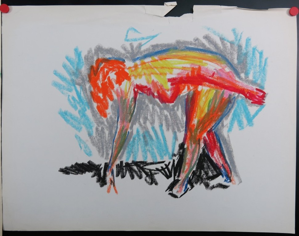 Juul Neumann: Twee krijttekeningen van buigende vrouwen  kopen? Bied vanaf 1!