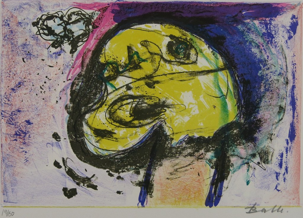 Mogens Balle: Kleurenlitho, Gek Figuur (CoBrA) verkocht voor € 80!