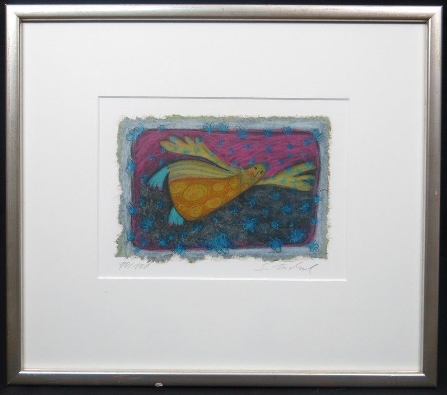 Sabine Tuchel: Litho, Vliegen - Ingelijst verkocht voor € 45!